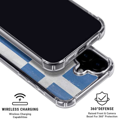 Greece Flag Distressed iPhone 16 Clear Case